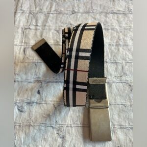 BUCKLE DOWN CLIP SHUT FASTENER FABRIC TAN/WHITE/RED/BLACK WEBBING BELT UNISEX
